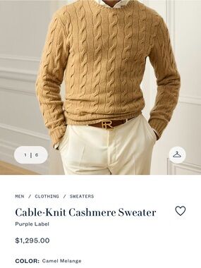 Men’s BRAND NEW RALPH LAUREN Purple Label Cable Sweater Sz SMALL